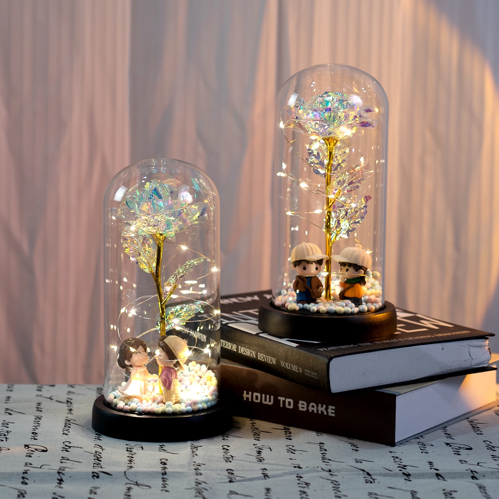 New Design Beauty And The Beast Rose In Glass Dome For Her Galaxy Rose