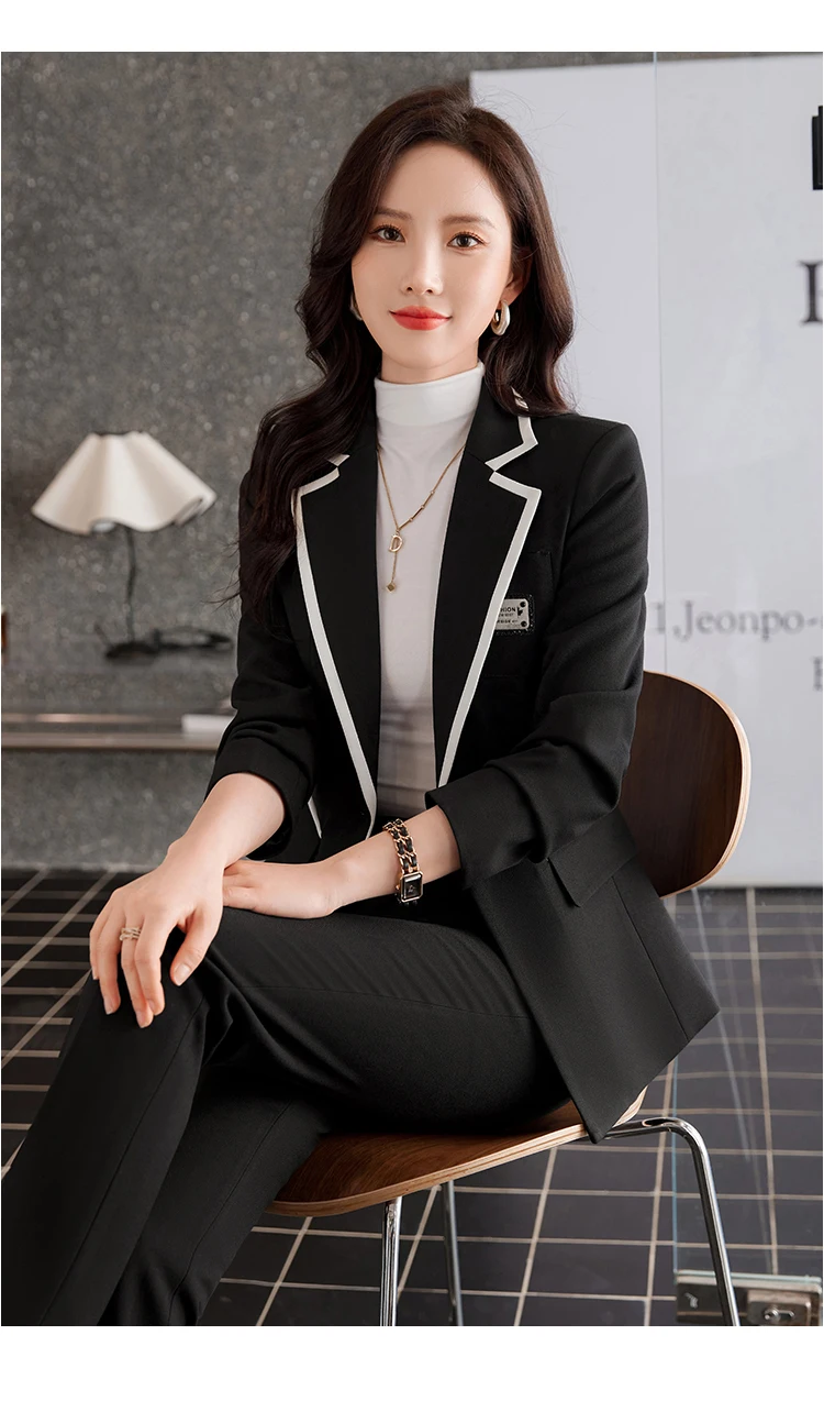 Professional Business Polyester Office Long Sleeved Women's Blazer Two ...