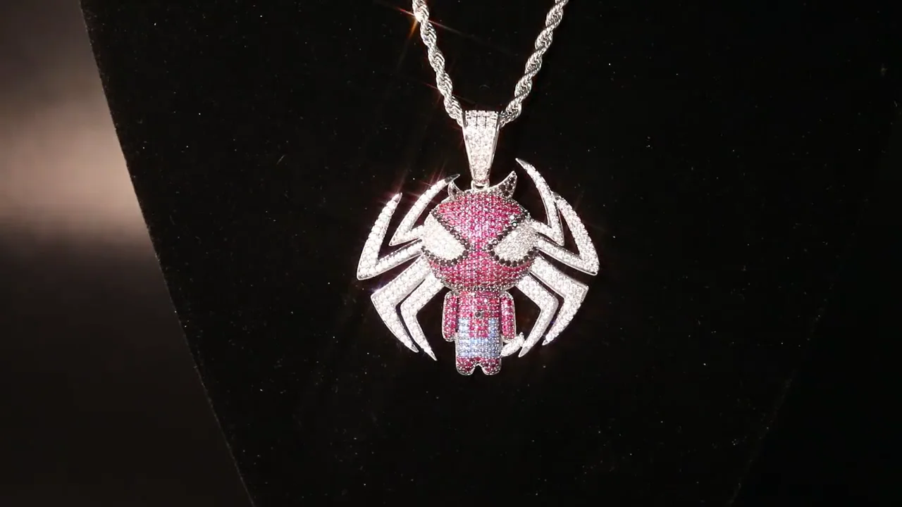 Wholesale Cartoon Jewelry Necklace Iced Out Spider Man Cubic