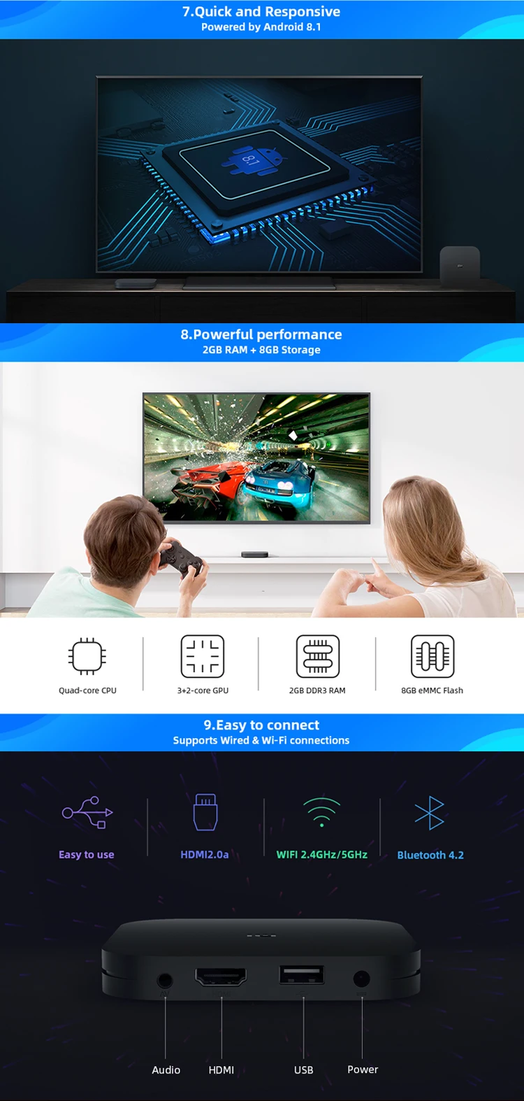 Xiaomi 4k الذكية 10 الترا النسخة العالمية جوجل رباعية النواة Hd Led راديو مشغل الوسائط المتدفق التلفزيون مي بوكس S الروبوت تعيين كبار مربع