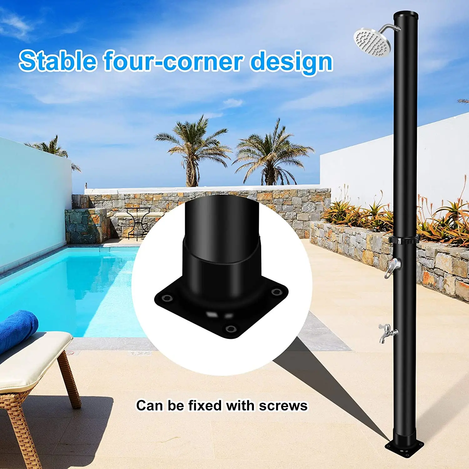 Douche Solaire Cyen 2024 Hot Sale 38l Black Pvc Body Outdoor Solar