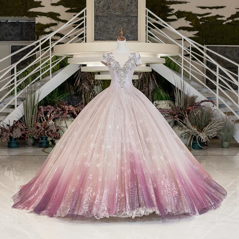 jusere wedding and evening dresses Jusere 2022 Luxury Couture Wedding Dress Off the Shoulder Ombre Puffy Ball  Gown Designer Bridal Dress