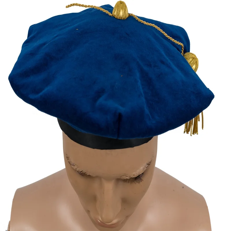Black Velvet Graduation Doctoral Tam Hat 6 Sides and 8 Sides
