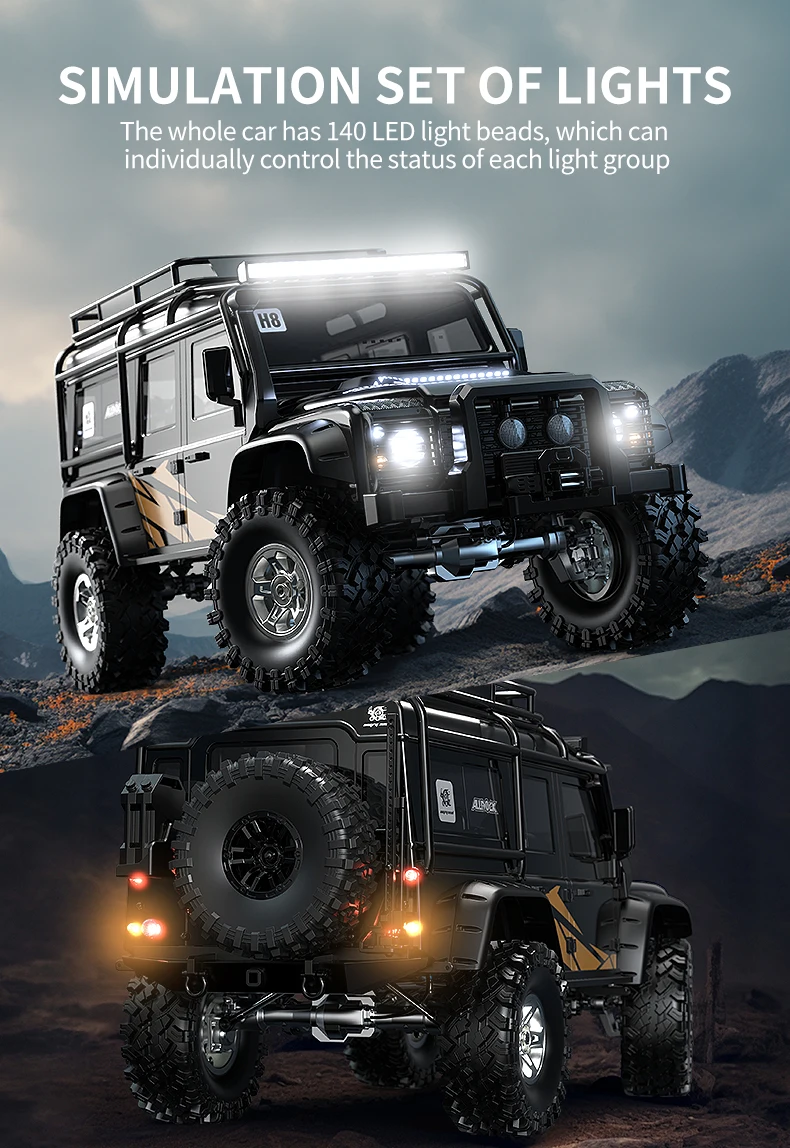 MJX H8H+ RC Car 1/8 4WD 3970 Brushless 8CH Remote Control Toys Climbing Off-Road Truck Aluminum Alloy Parts 80A ESC 35KG Servo