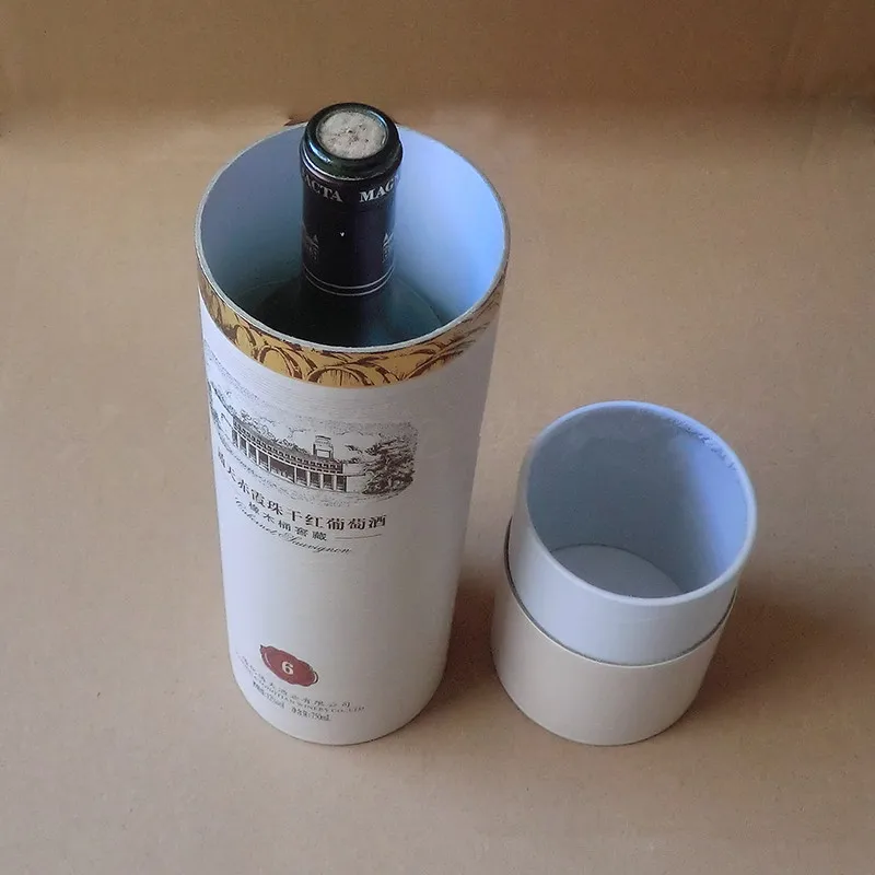 Luxury Custom Eco Friendly Biodegradable Cardboard Cylinder Box for Whiskey Olive Oil Wine Bottle Packaging Paper Tube