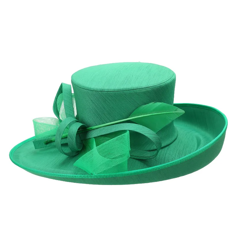 Vintage Kentucky Derby Hat Green Wool Felt Fedora BOLLMAN Church Wide Brim Elegant Wide Brim Church Hat with Structured Bow for  main image 4