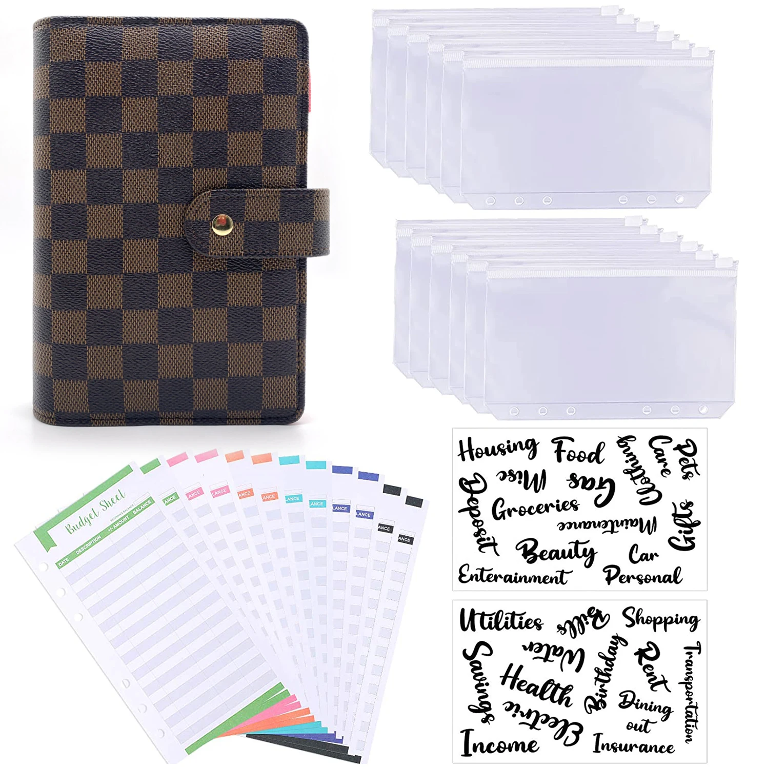 Source Custom A6 PU Leather Hardcover Checkered 6 Ring Budget