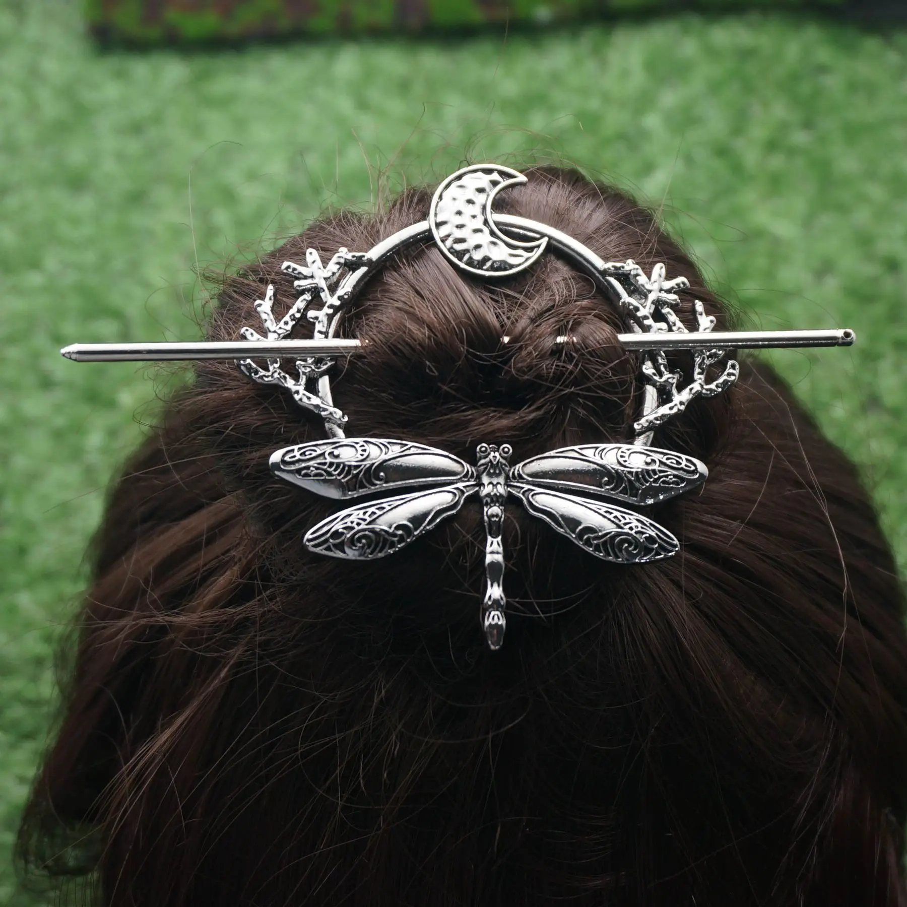 Dragonfly and Moon Hair Pin NWT Exclusive Dragonfly Hair Pin -Unique Hair Brooch for bridal  main image 4