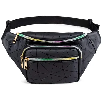 Custom Wholesale Waterproof Glitter Shiny Women Holographic Fanny Pack Ladies Bum Bag Fashion Waist Belt Bag