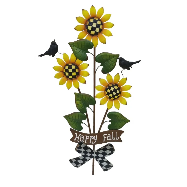 Metal Sunflower Harvest Fall Colorful Autumn Sunflower with Stakes Standing Thanksgiving  Yard Lawn Outdoor