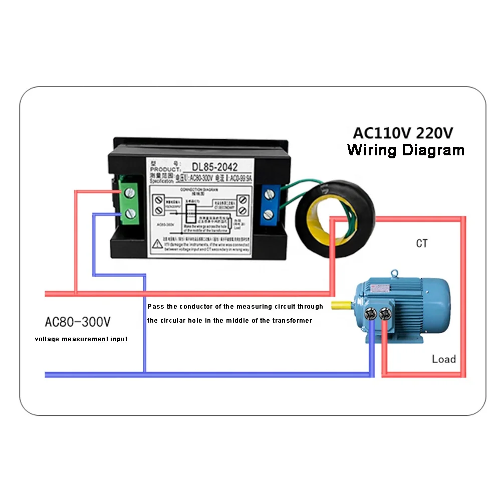 FOUNCY AC voltmetro Digitale amperometro 220V 380V 200A 100A DL85