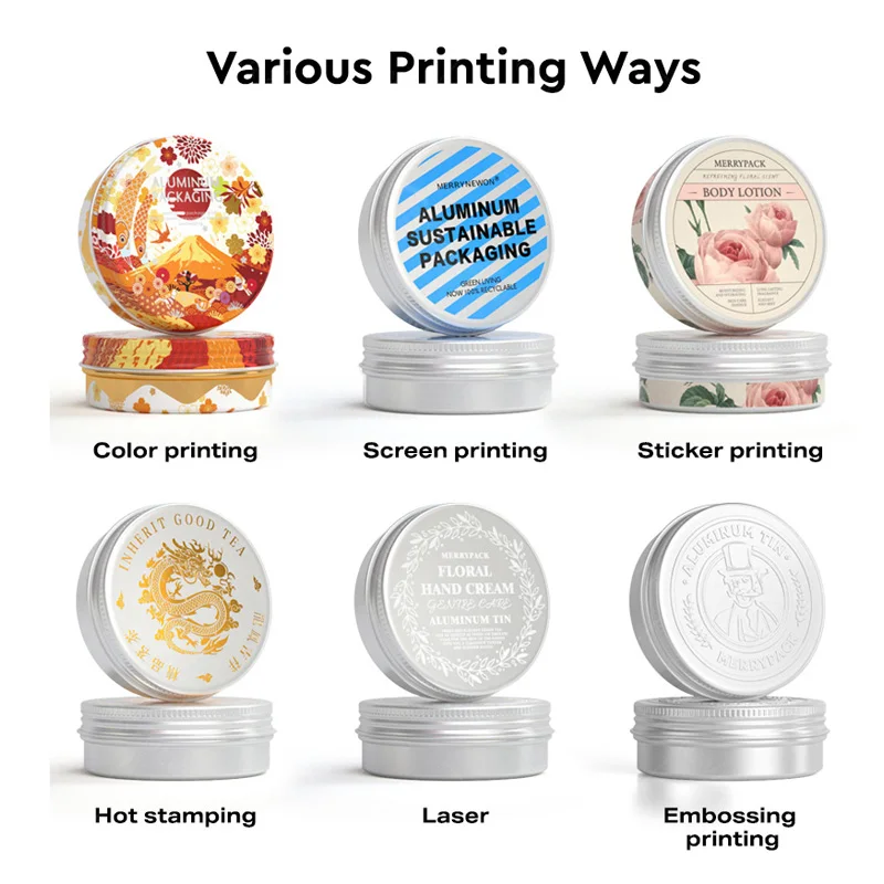 30ml 50ml 60ml 80ml 100ml Customized Round Metal Packaging Container Tin Jar for Caviar Aluminum Tins for Food