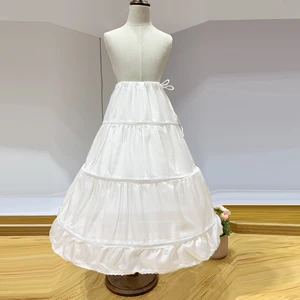 MQATZ Girls Wedding Dress Underskirt White 3-Hoops Crinoline Petticoat with Ruffle Technique