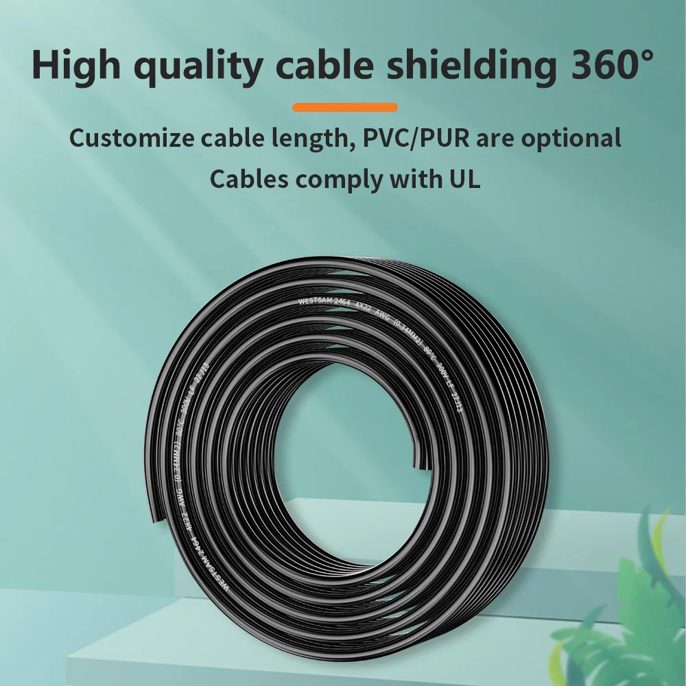 M8 Connector Cable A Code Sensor PVC Molding Un-shielding Circular Straight Male 4 Pin Plug Ip67 Waterproof