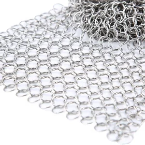 Fashion Stainless Steel Accessories Architectural Metal Gold Plated Chainmail Decorative Ring Mesh Curtain