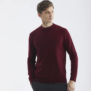 MZFH Men's Sweater Business Casual New Men's Round Neck Versatile Solid Color Sweater Men