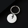 Silver brushed  round key +Black cross