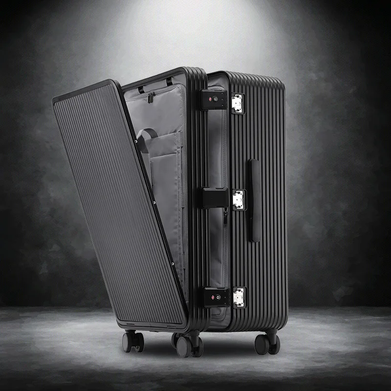 Full Aluminum Luggage Spinner Trolley Case 20-24-30 Inch Unisex Front-Opening Waterproof Anti-Theft TSA Lock Suitcase Business