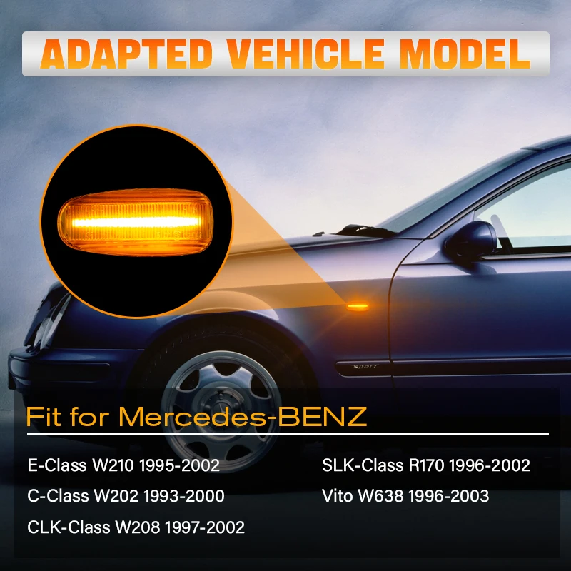 Dynamic LED Side Marker Light for  Mercedes-BENZ  E-Class W210/C-Class W202 /CLK-Class W208 /SLK-Class R170/Vito W638