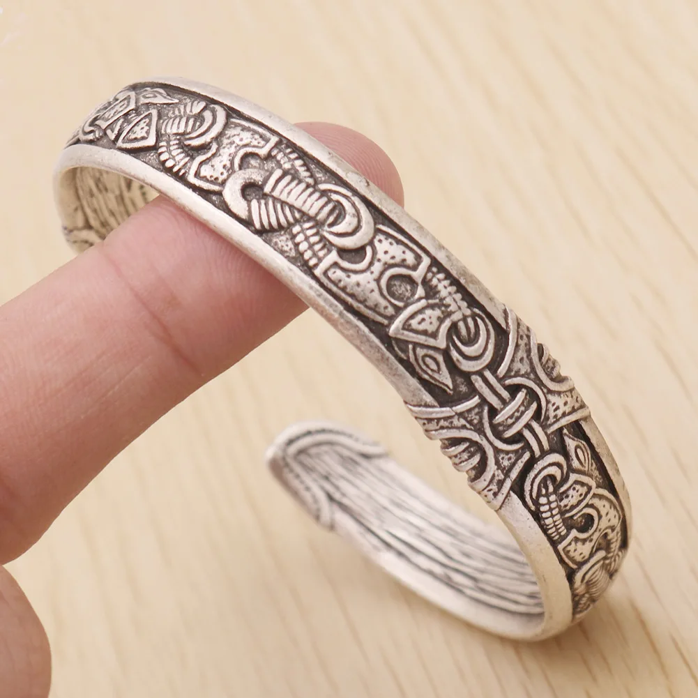 Взрывоопасный стиль браслет викингов голова волка браслет европейские и американские популярные ювелирные изделия