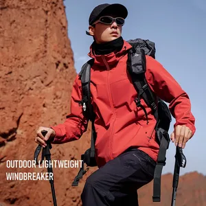 Pelliot Men's Outdoor Mountain Windbreaker Plus Size Water Repellent Wind Coat 2026 New Embroidery 100% Polyester Knitted Hooded