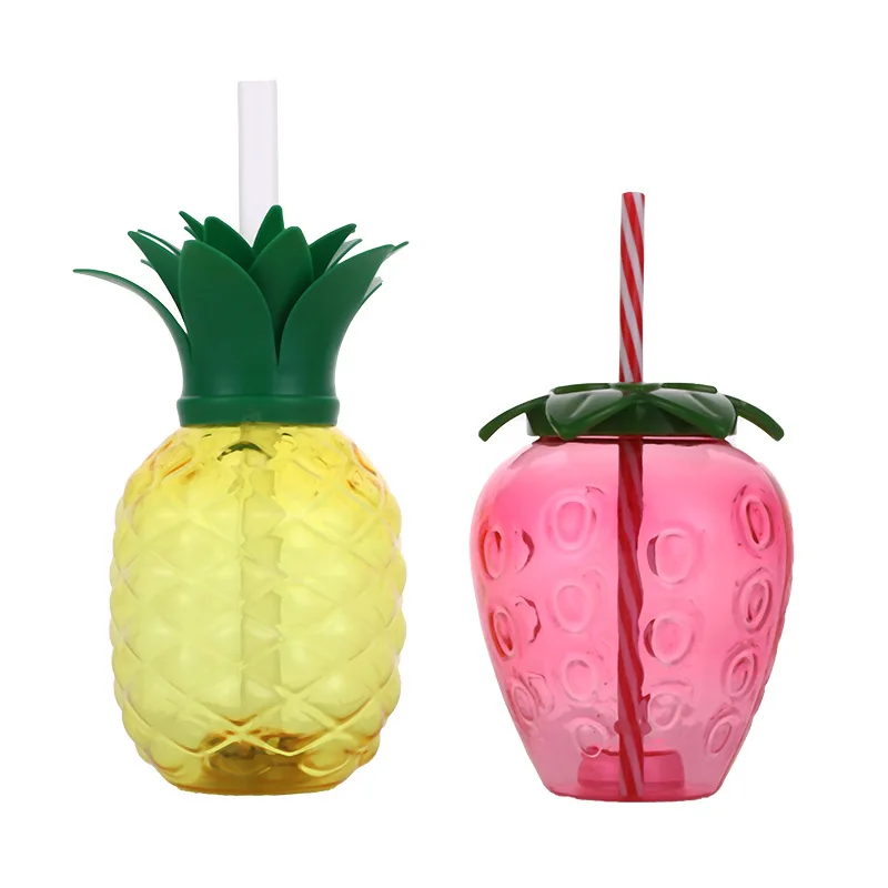 New style PET 500ml plastic pineapple juice bottle with straw for