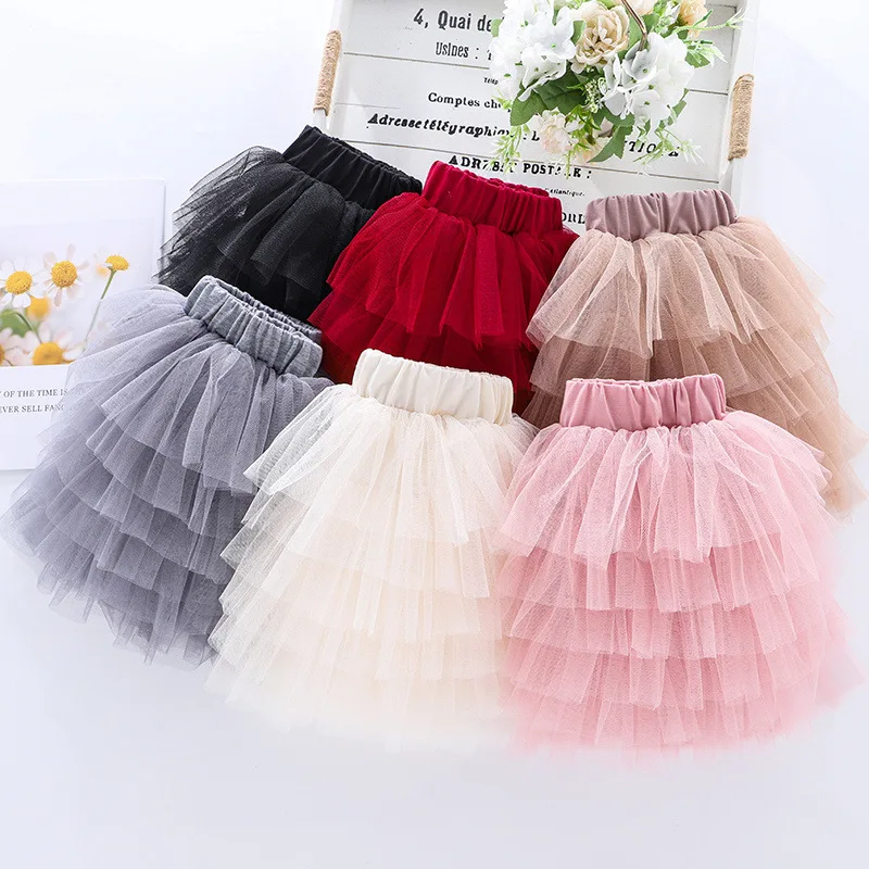 Jupe Tutu en Tulle plissé pour bébé fille, vêtements courts, à la