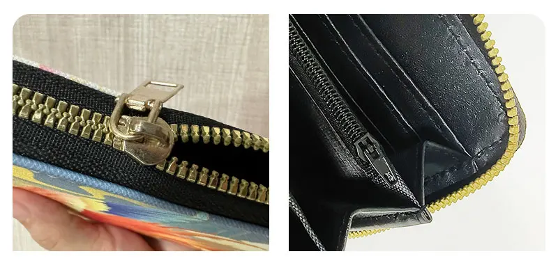 Unisex Custom Print Anime Pattern Zipper Wallet Long PU Leather Coin Purse with Letter Decoration New Sublimation Technique
