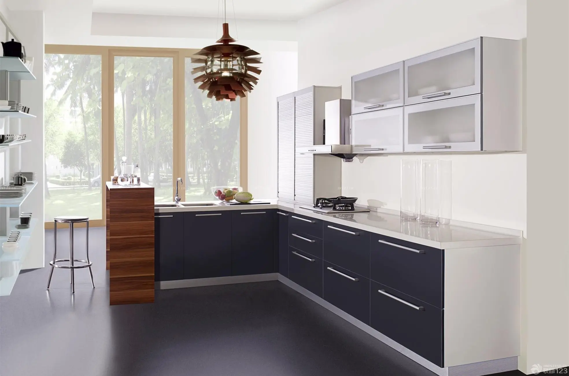 CBMMART Custom Full Set High Gloss Lacquer Black Gray Burgundy Wine Color Red Cherry Cedar Wood Modern Design Kitchen Cabinets