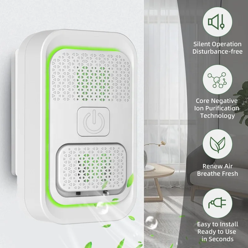 Plug-in Wall Mounted Negative Ion Air Purifier Mini Silent Ion Generator for Home Bathroom Toilet Kitchen Remove Odor Smoke 4