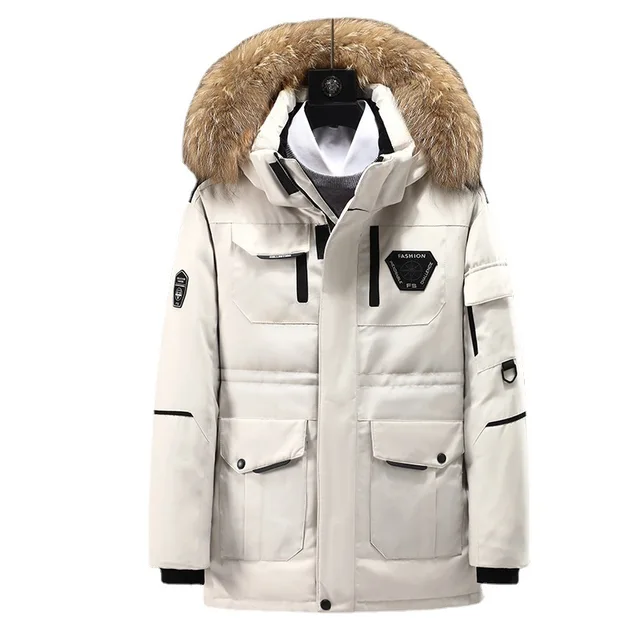 Fake Fur Collar Winter New Men'S Down Jacket In The Long Thick Tooling Trend Outdoor Men'S Down Jacket