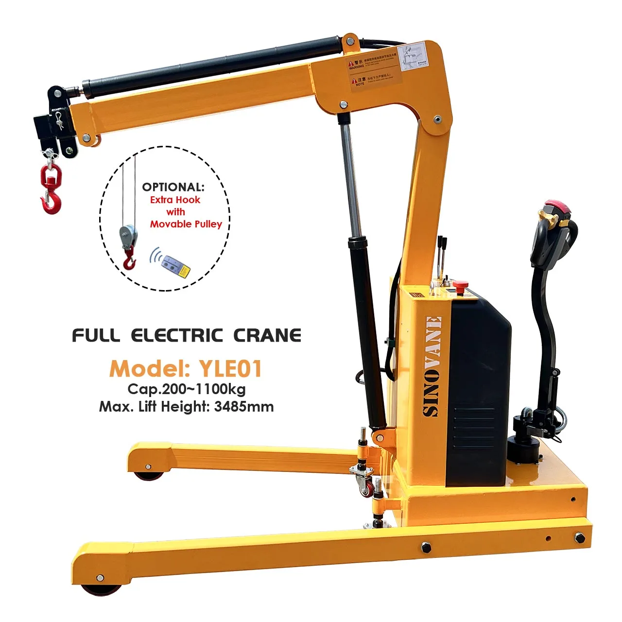 Full Electric Shop Crane Foldable 200 500 1000 2000 Kg Battery Power