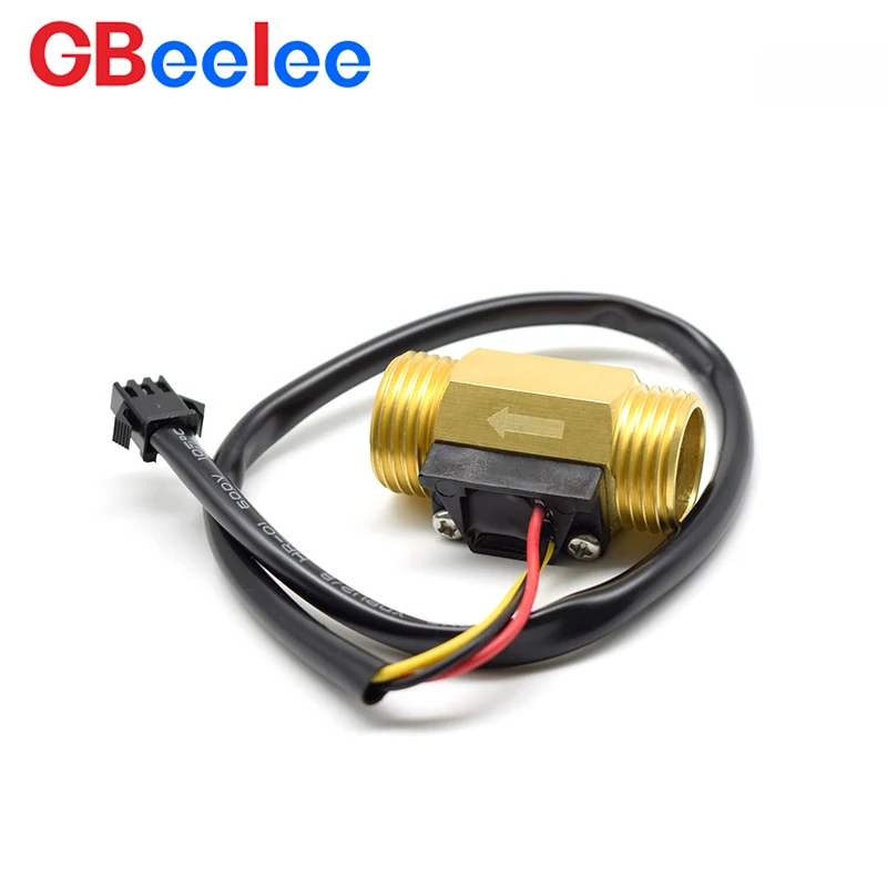 Hall Effect Liquid Water Flow Sensor 1/2" Brass Copper Hall Effect Water Flow Meter 44 mm Rotor Turbine Water Liquid Flow Sensor