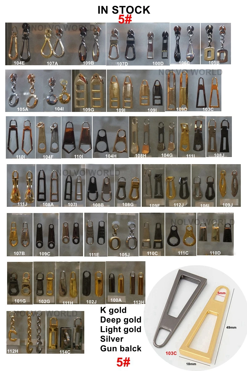 Custom 3m 5 Logo Engraved Rainbow Gold Nylon Metal Slider Zipper