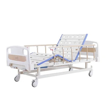 Leho factory Two Cranks Adjustable Abs Headboard Manual Hospital Bed Triple-Folding with Comfortable Metal Heap 3 Year Warranty