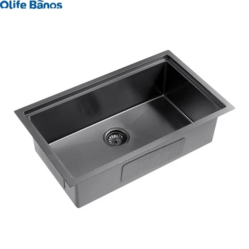 Olife Banos Black Gold Silver 750mm Single  Bowl Kitchen Sink Accessories 304 Stainless Steel Single Kitchen Sinks factory