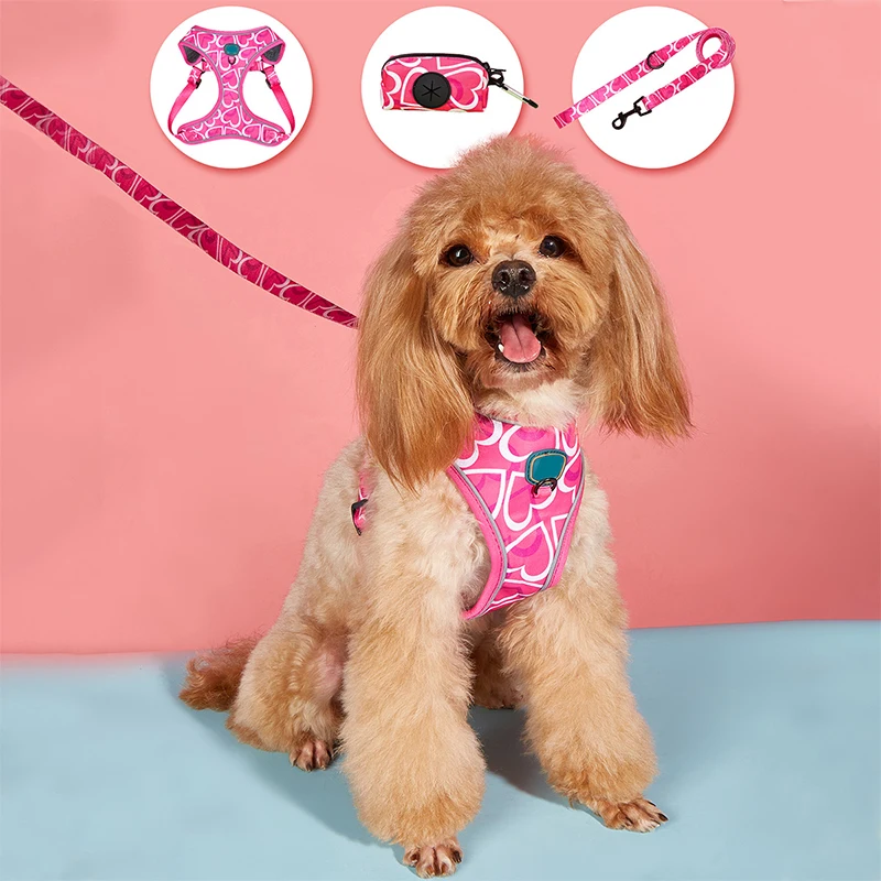 Factory source Custom Dog Harness Set with Matching Leash Collar Crossbody Shoulder Bag All Made Durable Polyester Manufacturer Designer