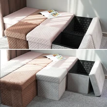 Factory Wholesale Comfortable Fabric Ottoman Stool Bench Household Storage Folding Stool Set Foot Rest for Living Room