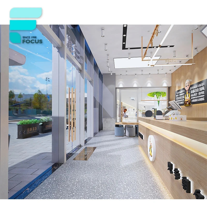 Promotion 3D Max Retail Ice Cream Design Fresh Juice Bar Display Bubble Sale Mall Boba Milk Decoration Modern Shop Tea Kiosk