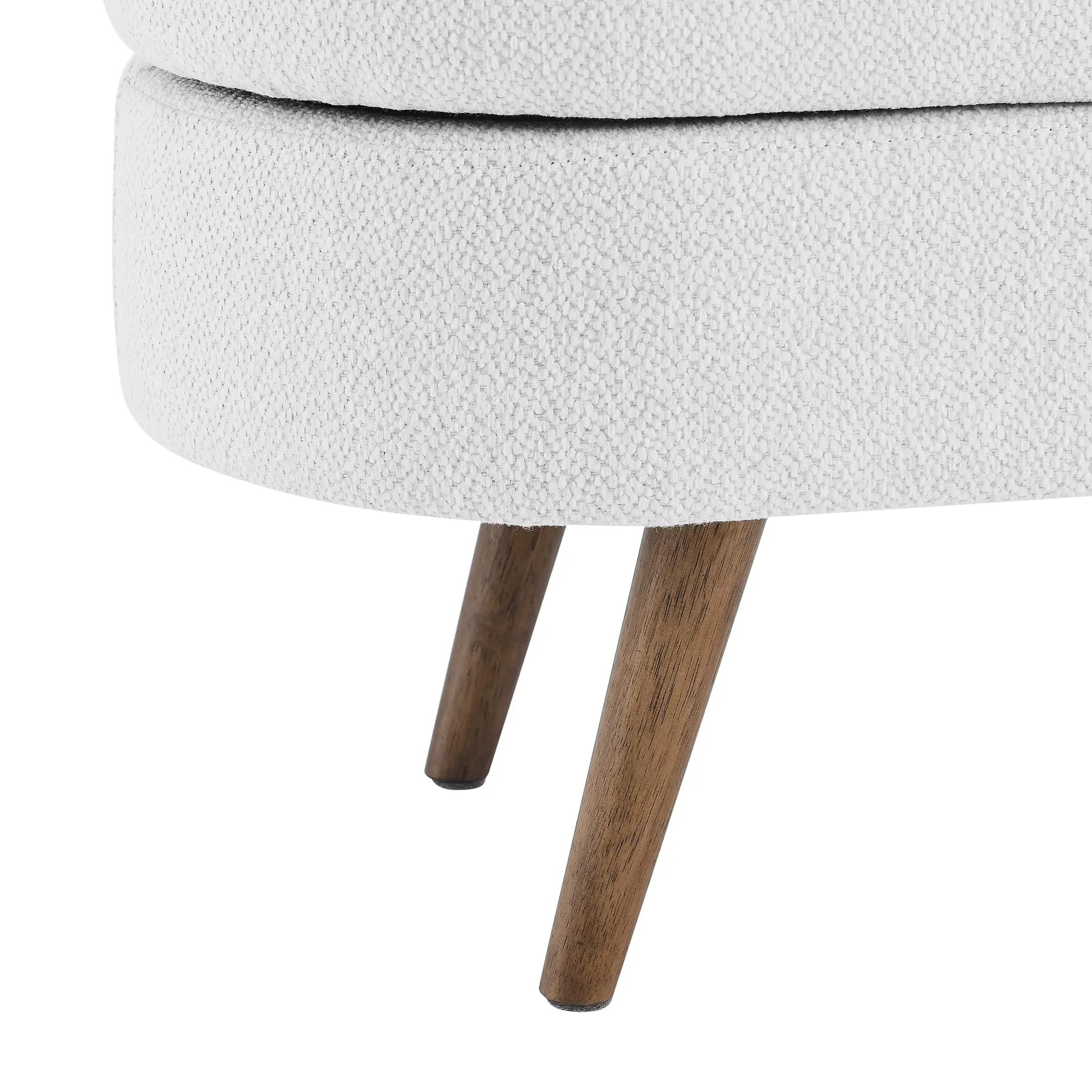 Oval Storage Bench Upholstered Ottoman with Hinges for Living Room