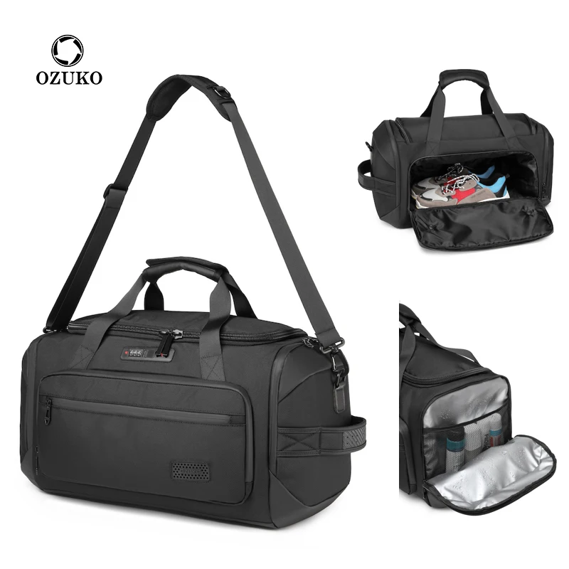Grand Sac De Voyage Ozuko Gris - Nylon, Style Sac à Dos - Capacité XXL
