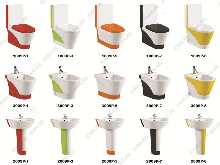 Popular Colorful Design Sanitary Ware Dual Flush Washdown And Siphonic Wc Toilet Suite For Bathroom In Red Purple