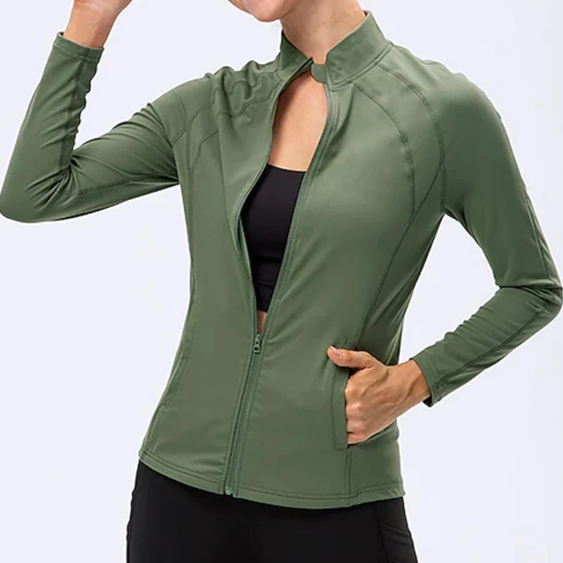 Cool style plain women slim fit tight long sleeve gym tops custom fitness sports outwear yoga zipper jackets