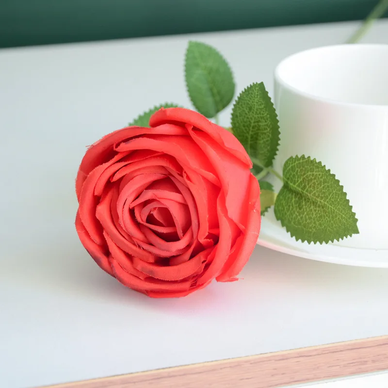 High-End Princess Rolled Silk Artificial Rose Flower Home Restaurant Living Room Flower Decoration Artificial Flower