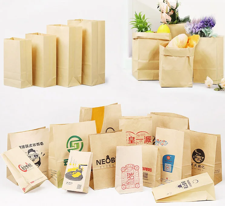 Roll Fed Fully Automatic Brown Paper Food Kraft Paper Bag Making Machine