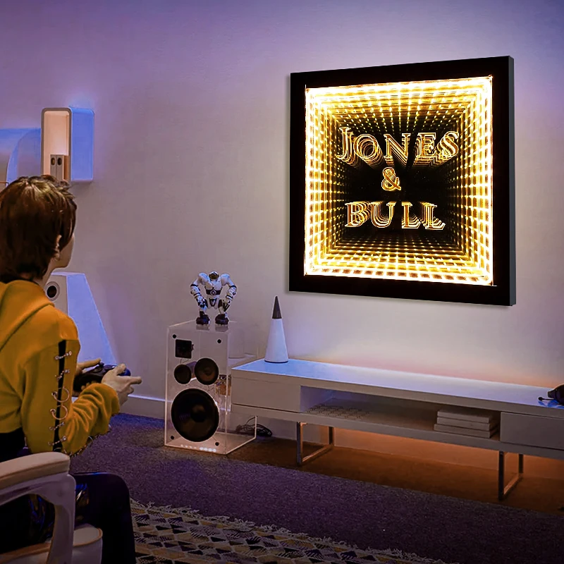 カスタムインフィニティエフェクトネオンサイン壁装飾ミラーLed 3D