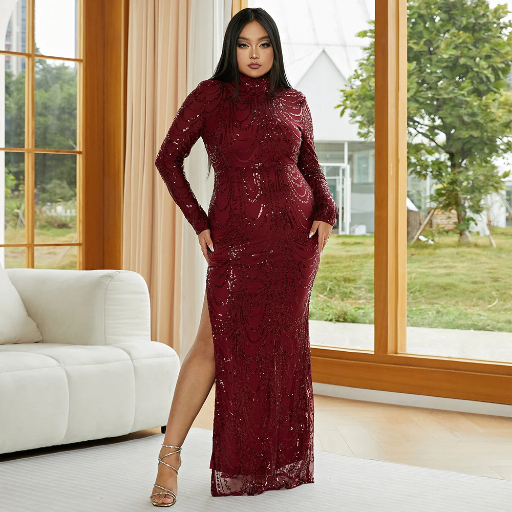 fitted lace wedding dress Primavera Couture 14002 Curvy One Shoulder Dress Sequins 24 / Light Turquoise main image 1