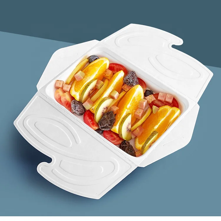 Fast Food Takeaway Container Bio-Degradable Restaurant Containers Bagasse Pulp Clamshell Lunch 2 compartments