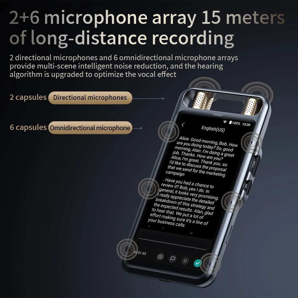 VORNOR M5 AI Voice Recorder - Portable Digital Voice Recorder for