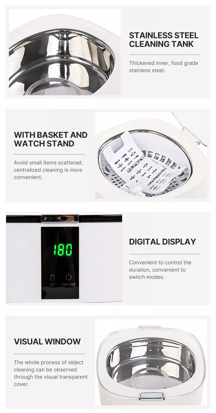 Home Using Ultrasonic Cleaner Digital Control 700ml Jewelry Watch